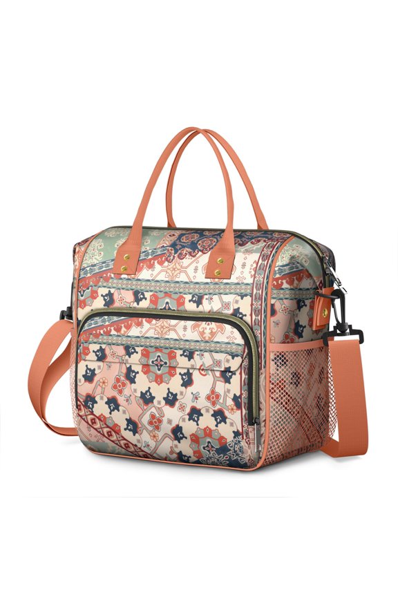 Retro Tribal Rustic Style Cooler Tote - Large Insulated Picnic Bag for Gym