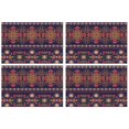 thumbnail image 1 of Retro Tribal Style Bohemian Flax Placemats Set of 4, 12x18 Inch Rustic Artistic Table Mats, Washable Classic Earthy Decor for Ethnic Kitchen or Dining Table, 1 of 6