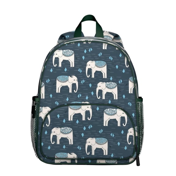 Retro Tribe Elephant Student Backpack – Watercolor Floral Pattern with Hand-Drawn Artistic Illustration, Cute Nature-Inspired School Bag