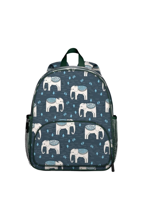 Retro Tribe Elephant Student Backpack – Watercolor Floral Pattern with Hand-Drawn Artistic Illustration, Cute Nature-Inspired School Bag