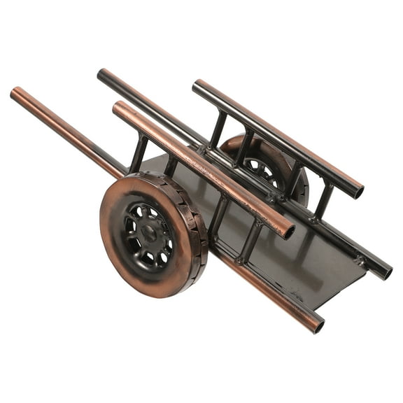 Vintage Iron Cart Model for Decoration Classic Antique Style Trolley Home Bar Decor 2 Pieces