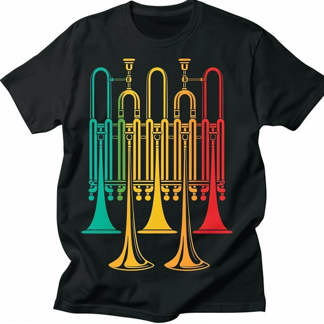 Maglietta A Manica Lunga Con Stampa Trombone E Tramonto - Divertente E Vintage Per Musicisti - Foto 6