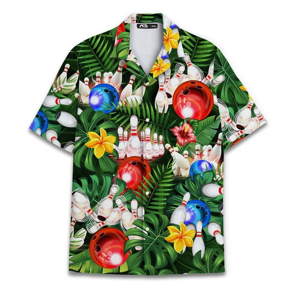 Retro Tropical Bowling Hawaiian Shirt For Men Vintage Aloha Bowling Mens Hawaiian Shirts Short Sleeve Button Down Shirt Men