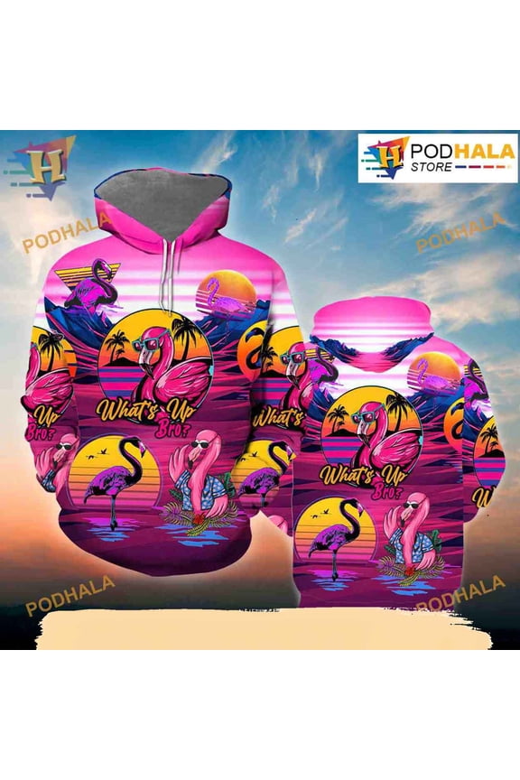 Retro Tropical Flamingo 3D Funny Hoodie Christmas, Xmas Gifts