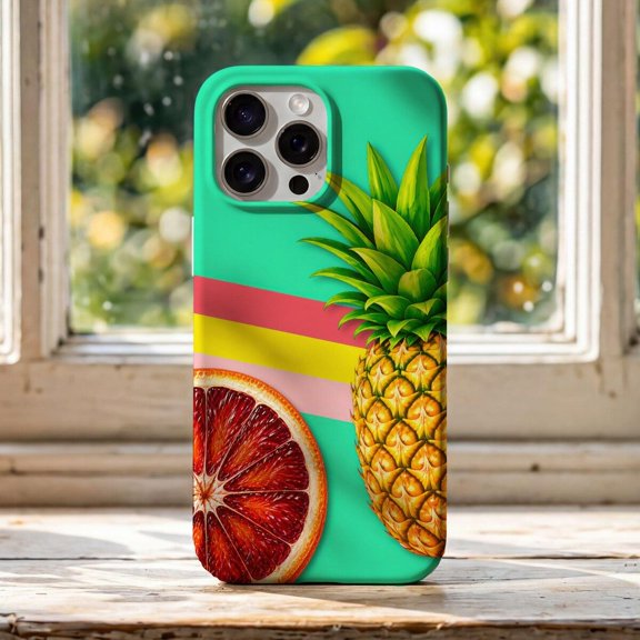 Retro Tropical Fruit Phone Case for iPhone 17 to 11 Pro Max Pineapple