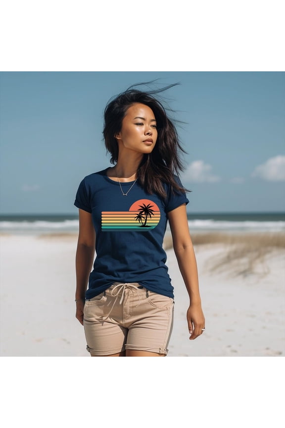 Retro Tropical Island T-Shirt, Colorful Palm Tree, Vintage Sunset Summer Shirt, Colorful Palm Tree Outfit, Beach Tee, Summer Vacation Tee Sweatshirt All Size S-5XL