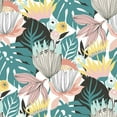 thumbnail image 1 of Retro Tropical Leaves Peel and Stick Wallpaper, 1 of 54