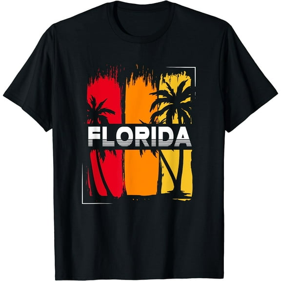 Retro Tropical Summer Vacation South Beach FL Miami Florida T-Shirt Black X-Large
