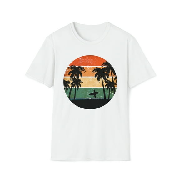 Retro Tropical Sunset Summer, Gildan Unisex T-Shirt, Graphic Tee, S-3XL
