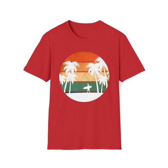 Retro Tropical Sunset Summer, Gildan Unisex T-Shirt, Graphic Tee, S-3XL