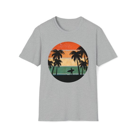Retro Tropical Sunset Summer, Gildan Unisex T-Shirt, Graphic Tee, S-3XL