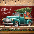 thumbnail image 1 of Retro Truck Decoration Christmas Banner Holiday Gifts Festive Design Snow Background for Winter Celebrations Indoor Party, 1 of 9