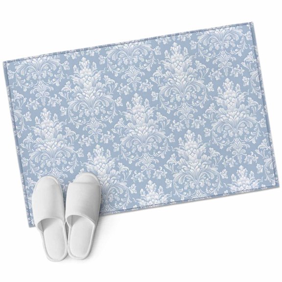 Retro Turkish Pattern Area Rug 2x3ft Blue Mural Farm Non-Slip Washable Square Rugs Soft Felt Indoor Floor Mat for Bedroom Kitchen Living Room Bathroom