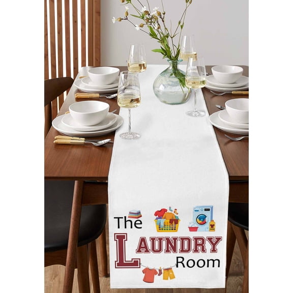 Retro Turkish Tradition Flower Table Runner 13x36in Non-Slip Cotton Linen Table Runners, Medieval Ethnic Pattern Dresser Scarves TableRunner for Dinner Kitchen Dining Wedding Party