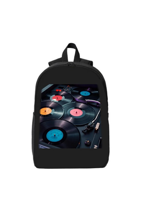 Retro Turntable Design Laptop Backpack for College & High School - Fits 15 " Laptop & iPad Vibrant Record Aesthetic Perfect Travel Bag for - & -