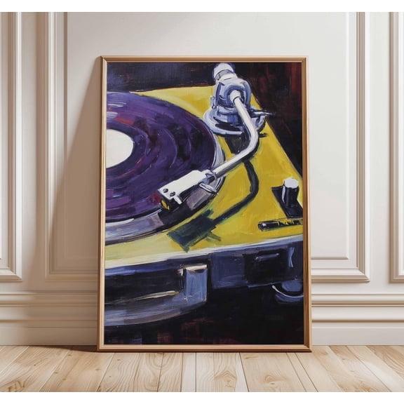 Retro Turntable Vinyl DJ Poster, Unframed Paper Poster 8x10in