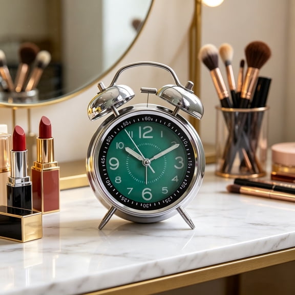 Retro Twin Bell Alarm Clock, Luminous Analog Bedside Clock for Heavy Sleepers