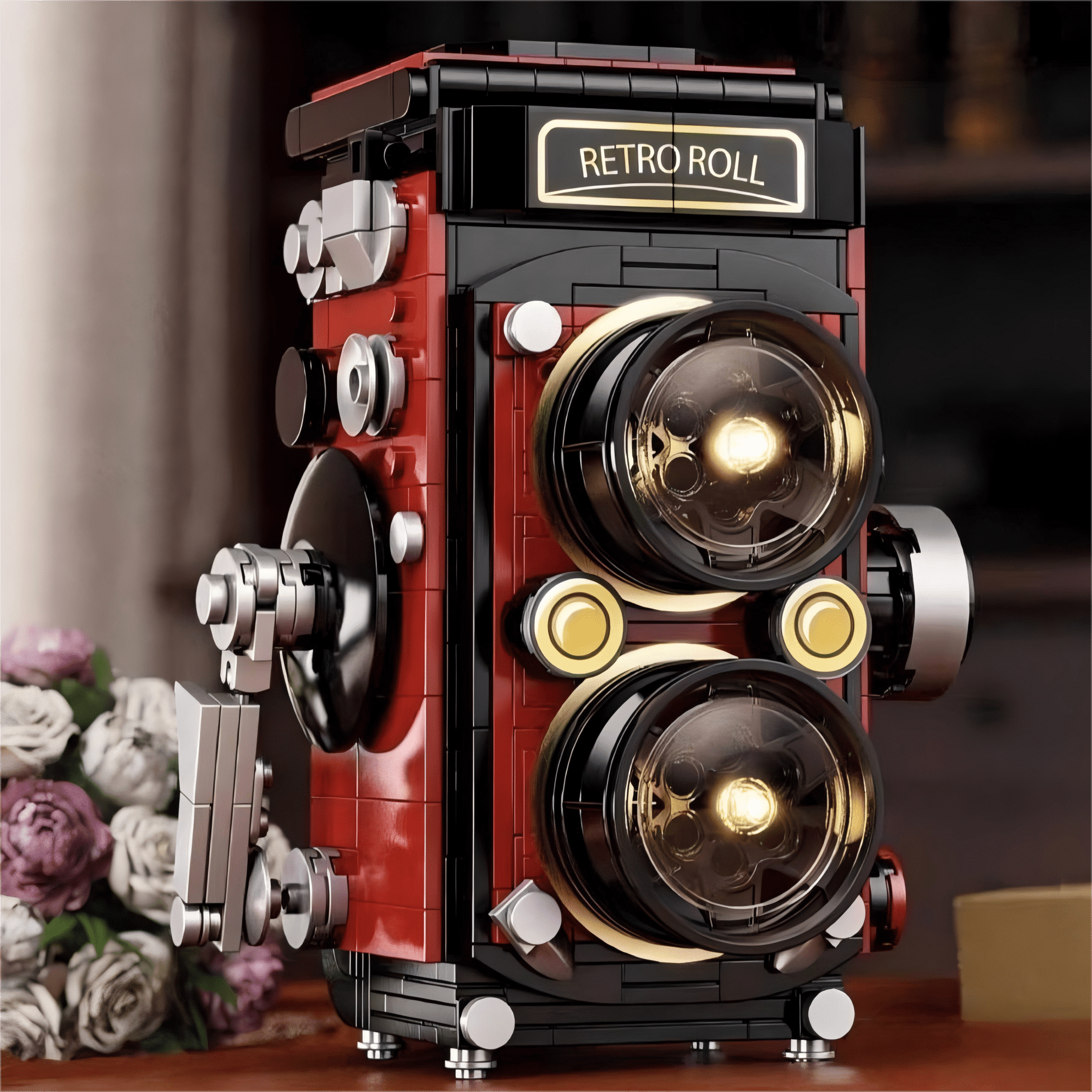 Camera Building Blocks Retro Twin Lens Camera Building Blocks Set, Vintage Photo Decor Model ...