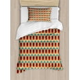 thumbnail image 1 of Retro Twin Size Duvet Cover Set, Vintage Background in Ethno Fashion Colors Abstract Rounded Continuous Shapes Print, Decorative 2 Piece Bedding Set with 1 Pillow Sham, Multicolor, by Ambesonne, 1 of 3