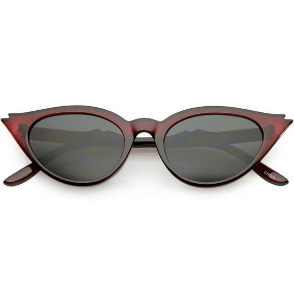 Retro Two Point Cat Eye Sunglasses Colored Oval Lens 49mm (Red / Smoke)