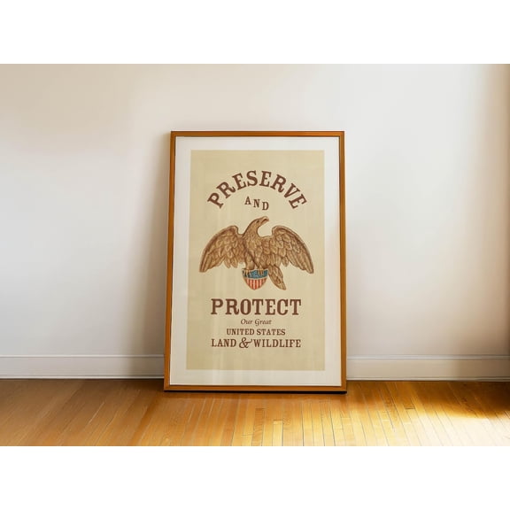 Retro US Wildlife Cabin Wall Art, Unframed Paper Print Size 8x12