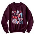 thumbnail image 1 of Retro USA 1776 Patriotic Sweatshirt for Women - Vintage Red White Blue Graphic Pullover with Cherries, Milkshakes, Stars & Bow - 4th of July Top, 1 of 7