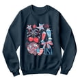 thumbnail image 1 of Retro USA 1776 Patriotic Sweatshirt for Women - Vintage Red White Blue Graphic Pullover with Cherries, Milkshakes, Stars & Bow - 4th of July Top, 1 of 7