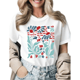 thumbnail image 1 of Retro USA 250 Aesthetic Folk Art Flower Graphic Tees Women's Casual Summer Tops, 1 of 4