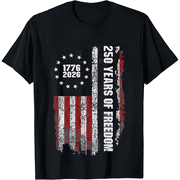 Retro USA 250 Years Patriotic Retro USA Semiquincentennial Unisex Adult Tee 1776-2026 Patriotic Independence Day Graphic Casual T-Shirt for Men Women