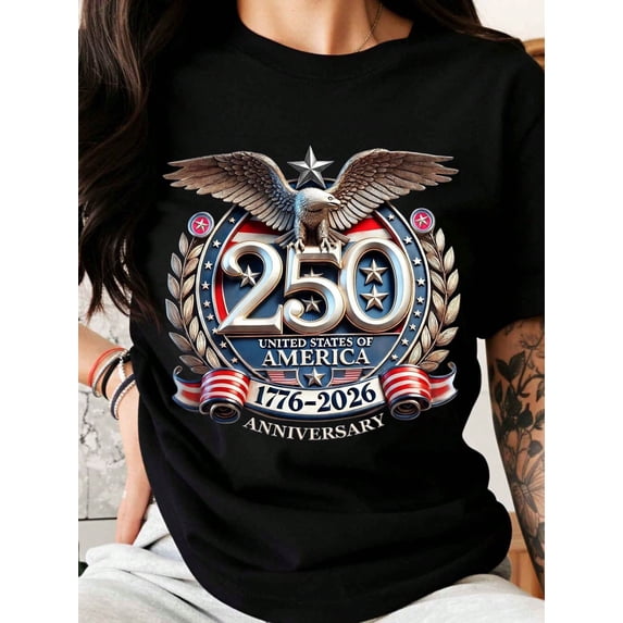 Retro USA 250th Anniversary T-Shirt United States 1776-2026 Patriotic Eagle Graphic Tee for Men and Women Semiquincentennial Celebration Top