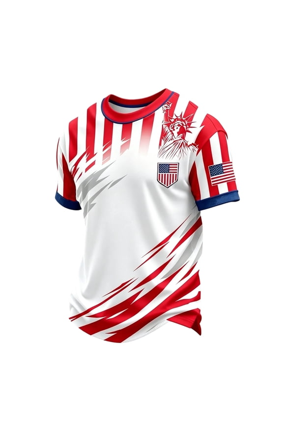 Retro USA Football Jersey for Men 2026 Patriotic Star Flag Print Shirts Crew Neck Short Sleeve T-Shirt, Summer Casual Fan Streetwear Top