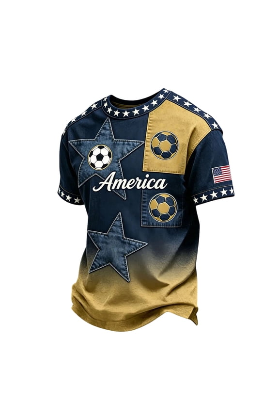 Retro USA Football Jersey for Men 2026 Patriotic Star Flag Print Shirts Crew Neck Short Sleeve T-Shirt, Summer Casual Fan Streetwear Top