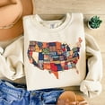 thumbnail image 1 of Retro USA Map Sweatshirt with Bible Verse, Patriotic 1776 Pullover for American Girls on 4th of July BTO, 1 of 5