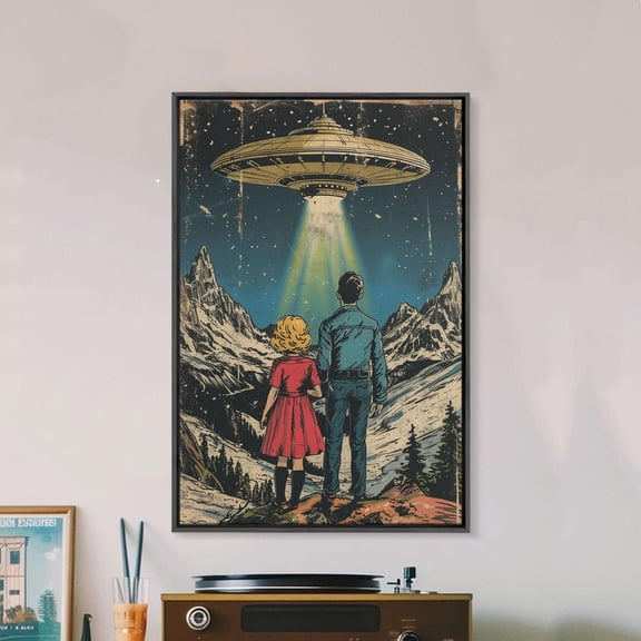 Retro Ufo Pulp Art Alien Abduction Wall Art Unframed Paper Print