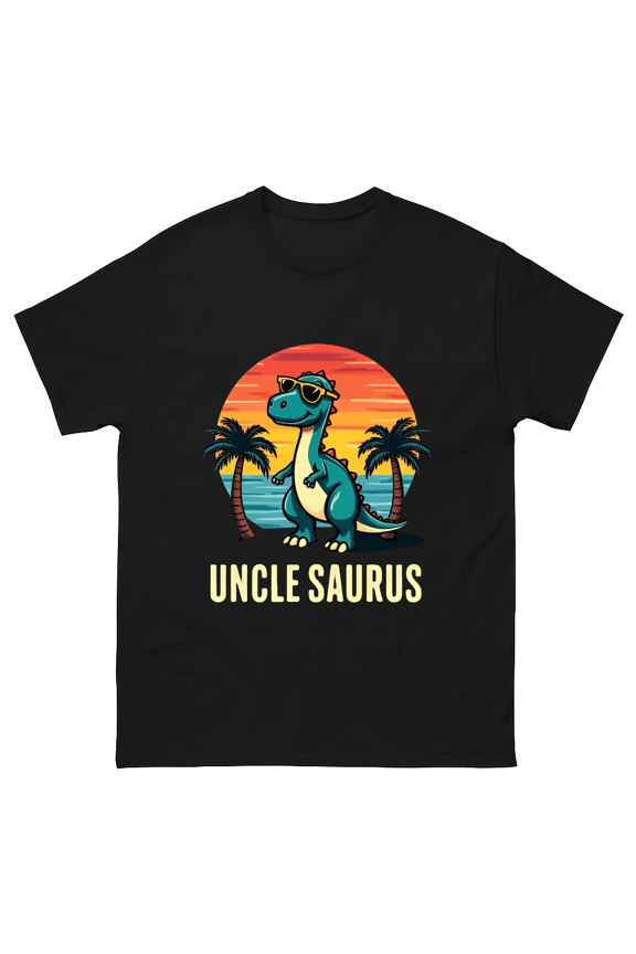 Retro Uncle Saurus Dinosaur Cartoon Family Graphic Humor Tee Unisex T-Shirt V11342