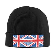 Retro Union-Jack Flag Beanie Hat Knit Hat Skull Cap for Men Women Winter Hat Black