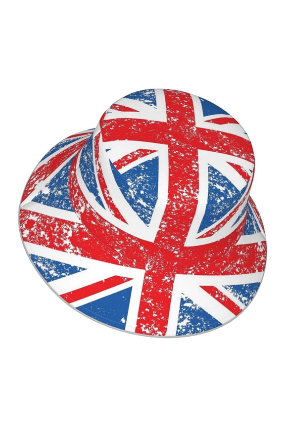 Retro Union-Jack Flag Bucket Hat Stripe Beach Fisherman Hats For Women Men Reversible Double-Side-Wear With Reflective