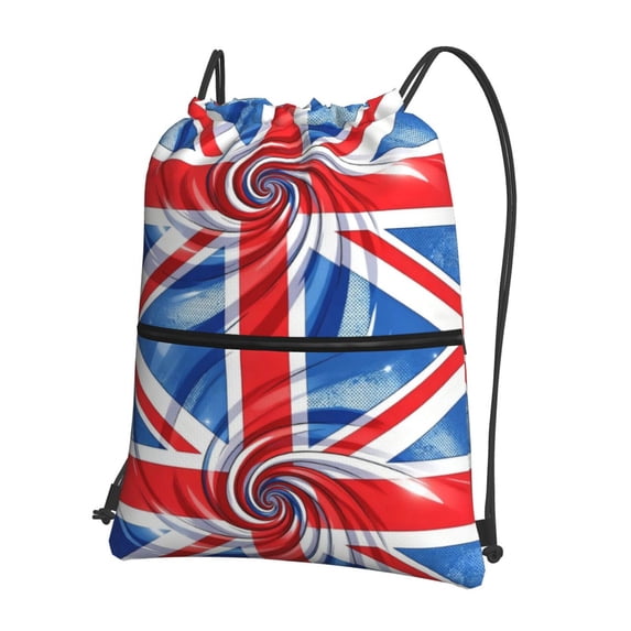 Retro Union-Jack Flag Drawstring Backpack Bag Water Resistant Yoga Shopping Cinch Bag Sackpack For Men Women