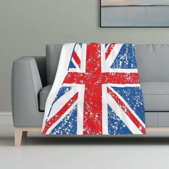 Retro Union-Jack Flag Flannel Fleece Blanket All Season Flannel Throw For Sofa Bed Car Outdoor Home 32x48 Inch