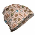 thumbnail image 1 of Retro Unisex Beanie, Whiskey Bourbon Theme Pattern, Hiking Outdoors, Blush Multicolor, by Ambesonne, 1 of 1