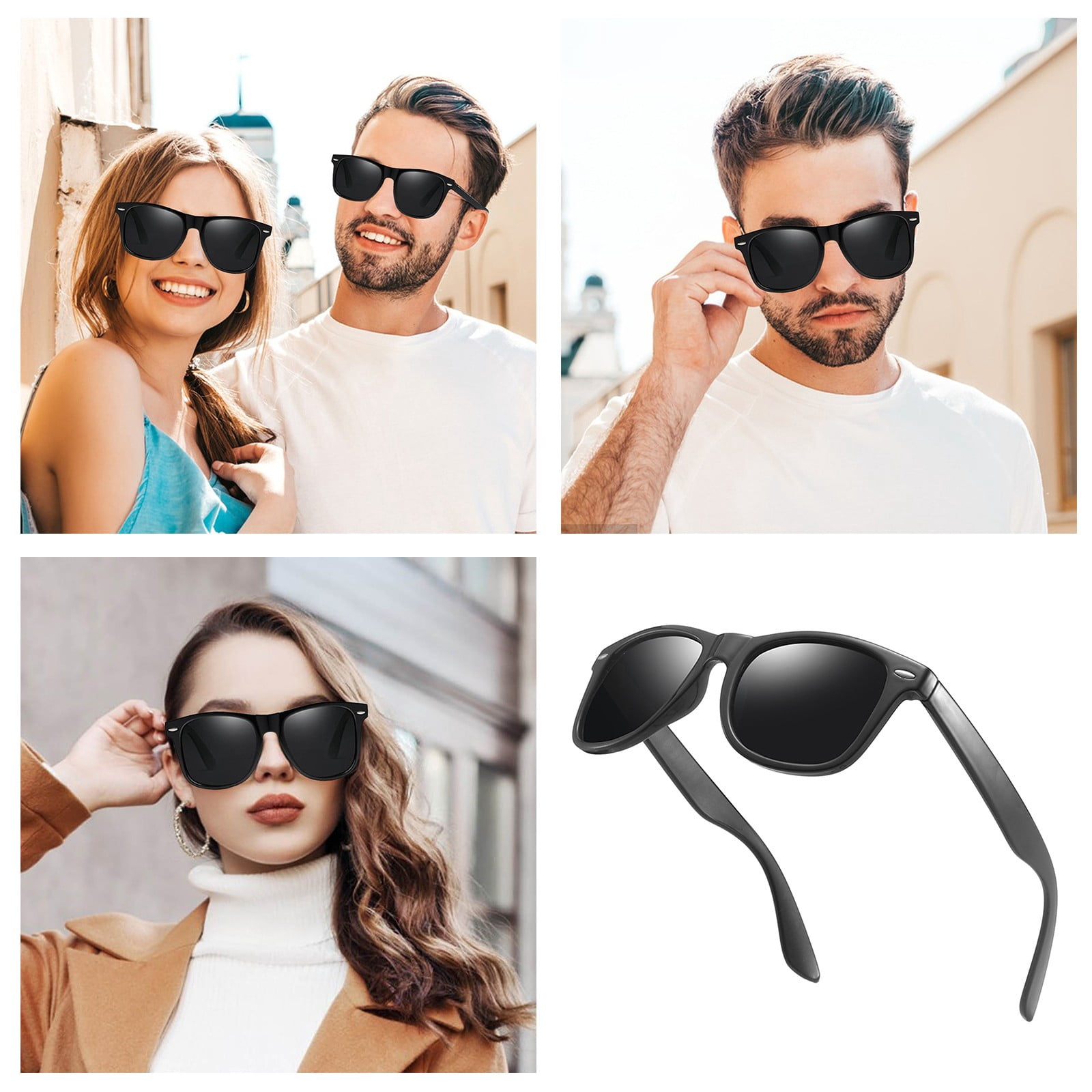 Retro Unisex Sunglasses with UV400 Lenses Pack of 4, Lightweight PC ...