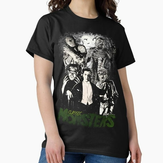 Retro Universal Classic Horror Monsters Vintage Collage H19116 T-Shirt, for Men and Women, Up to Size 5XL