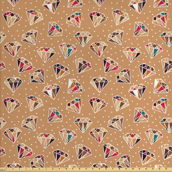 Ambesonne Retro Fabric by the Yard Upholstery, Colorful Diamond Shapes, 3 Yards, Multicolor