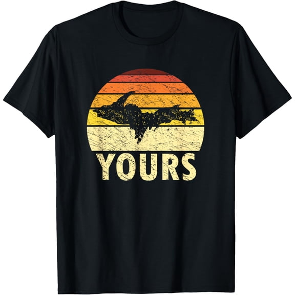 Retro Upper Peninsula UP Yours Yooper Pride Michigan Roots T-ShirtMen's and women's gift, black and white T-shirt, size: Extra large S-4XL