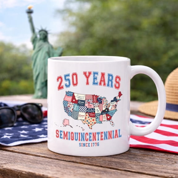 Retro Usa 250 Map Coffe Mug, Independence Day Mug, Celebrate 250th Anniversary Mug Usa Flag Coffee Mug 4th of July Patriotic Gift