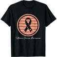 thumbnail image 1 of Retro Uterine Cancer Awareness Peach Ribbon For Women Men T-Shirt, 1 of 4