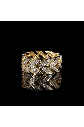 Unisex V Shaped Arrow Ring Hip Hop Geometric Copper Ring with Zircon Trendy Fashion Statement Piece Retro Jewelry for