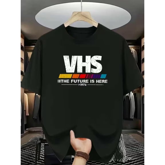 Retro VHS The Future Is Here 1976 Vintage Graphic T-Shirt - Classic 80s 90s Nostalgia Aesthetic Short Sleeve Tee for Men and Women - Comfortable Casual Streetwear Top