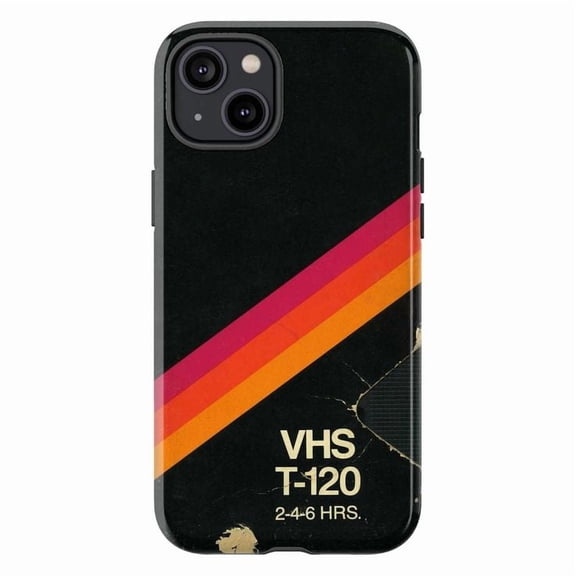 Retro VHS Tape Phone Case, Vintage 80s Aesthetic T-120 Design Protective Cover for iPhone 16 15 14 13 12 11 Pro Max Mini Plus