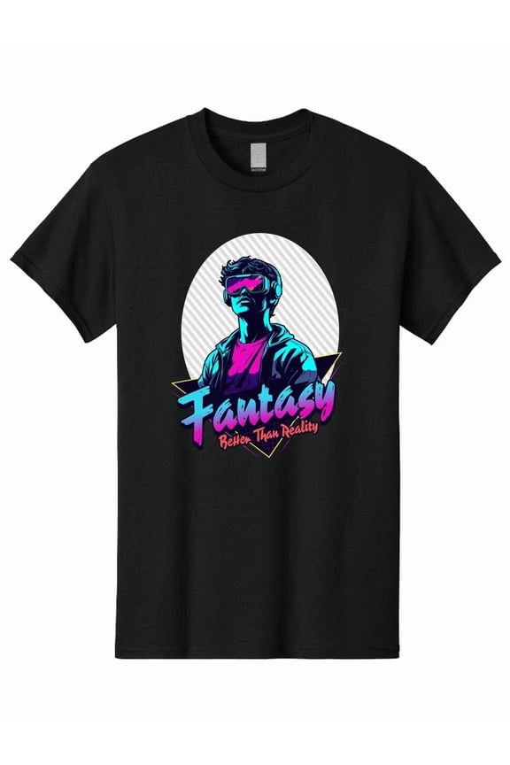 Retro VR Fantasy Better Than Reality 80s Synthwave Virtual Reality Gamer Unisex T-Shirt, S-5XL